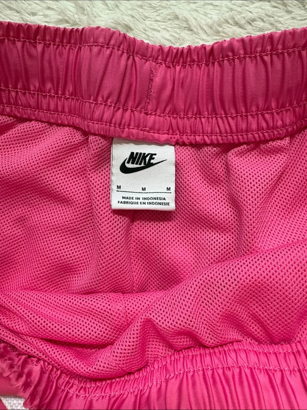 Nike Men’s Bright Pink Swim Trunks with White Drawstring
